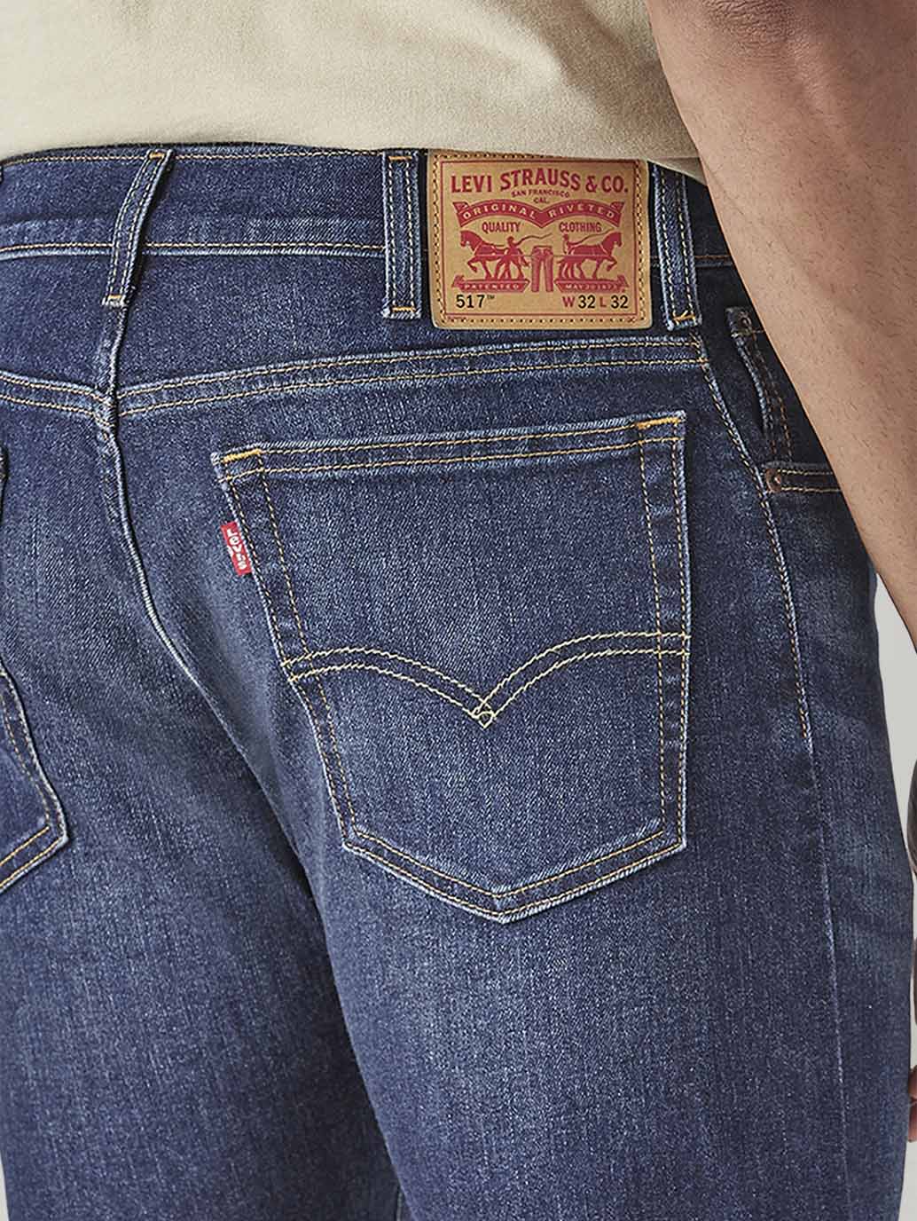 Men's 517 Dark Indigo Bootcut Fit Mid Rise Kooltex Jeans - Detail View