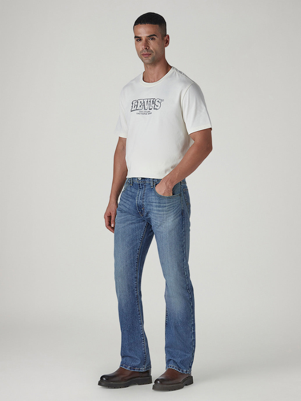 Men's 517 Blue Bootcut Fit Mid Rise Kooltex Jeans - Side View