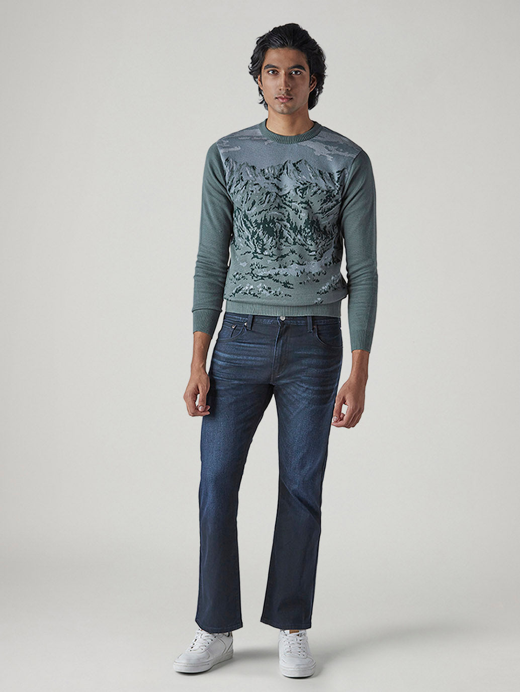 Men's 517 Dark Indigo Bootcut Fit Mid Rise Jeans - Front View