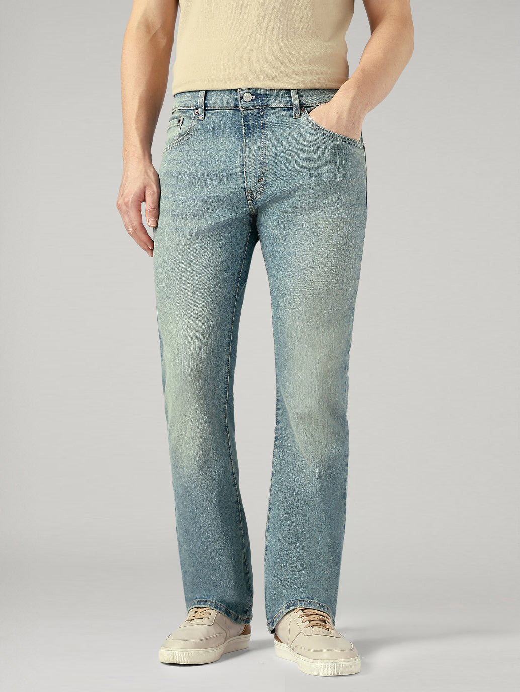 Men's 517 Blue Bootcut Fit Mid Rise Performance Jeans - Front View