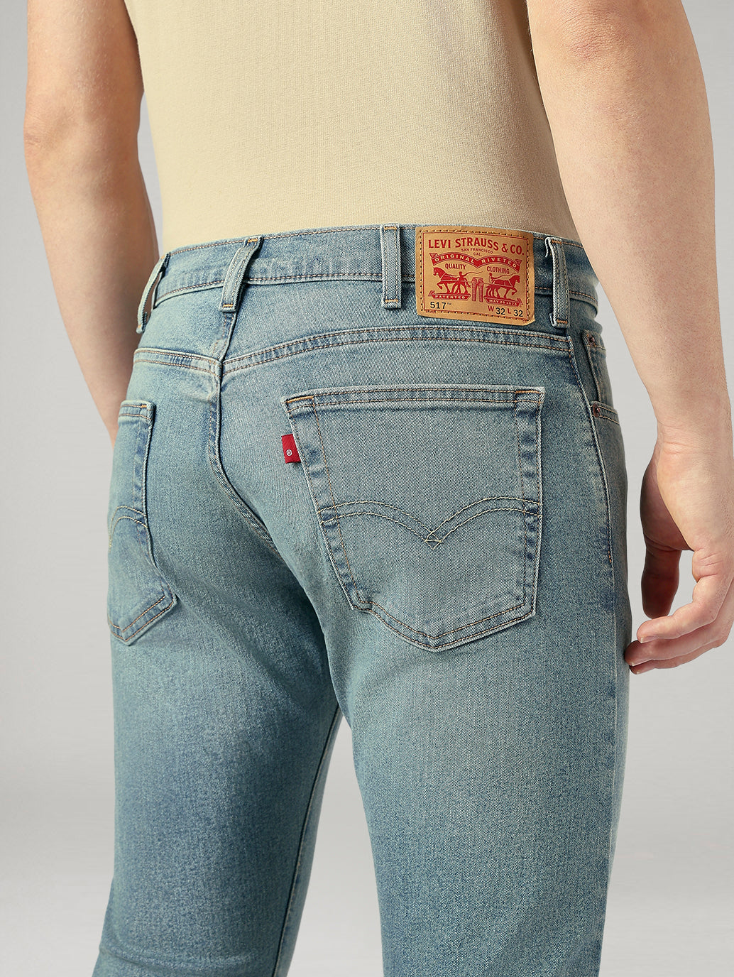 Men's 517 Blue Bootcut Fit Mid Rise Performance Jeans - Detail View