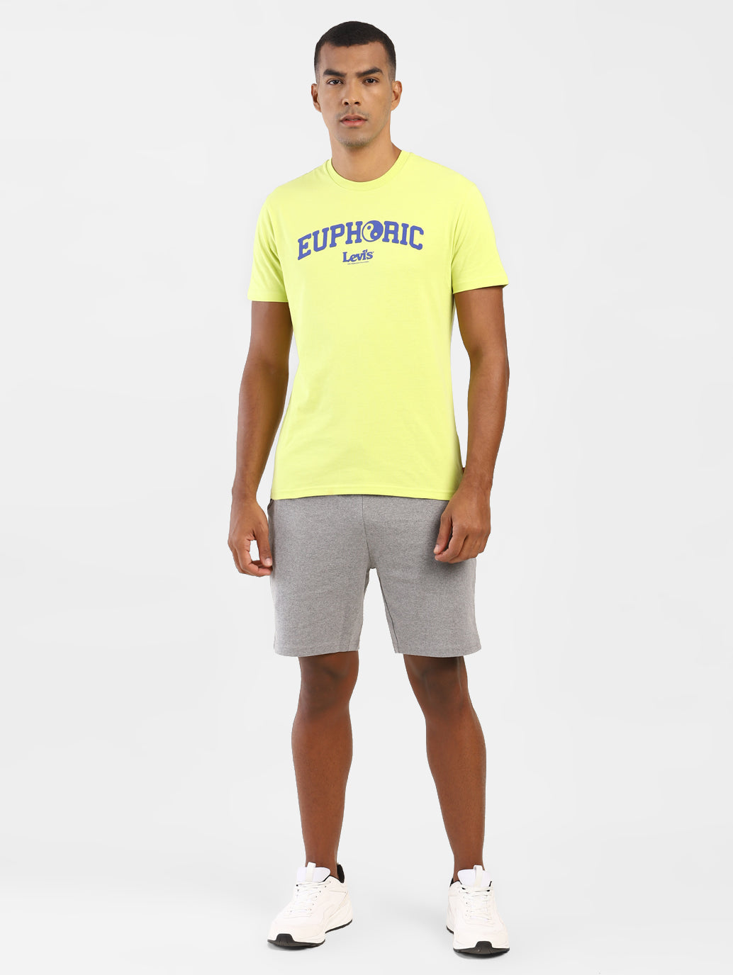 Men's Yellow Typography Printed Crew Neck T-Shirt