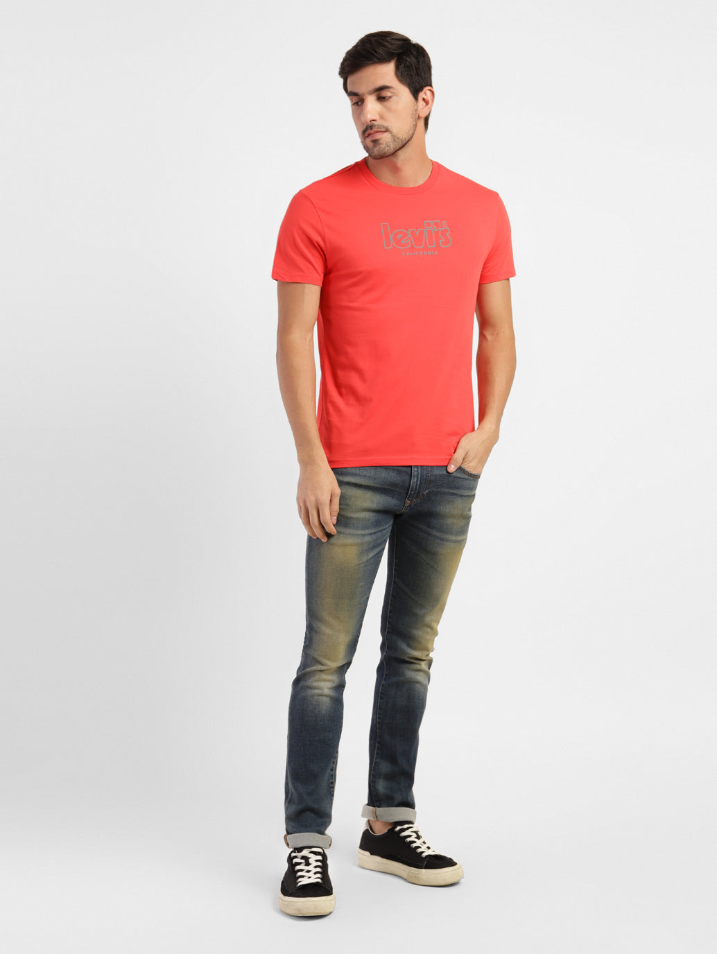 Men's Brand Logo Slim Fit T-shirt Red