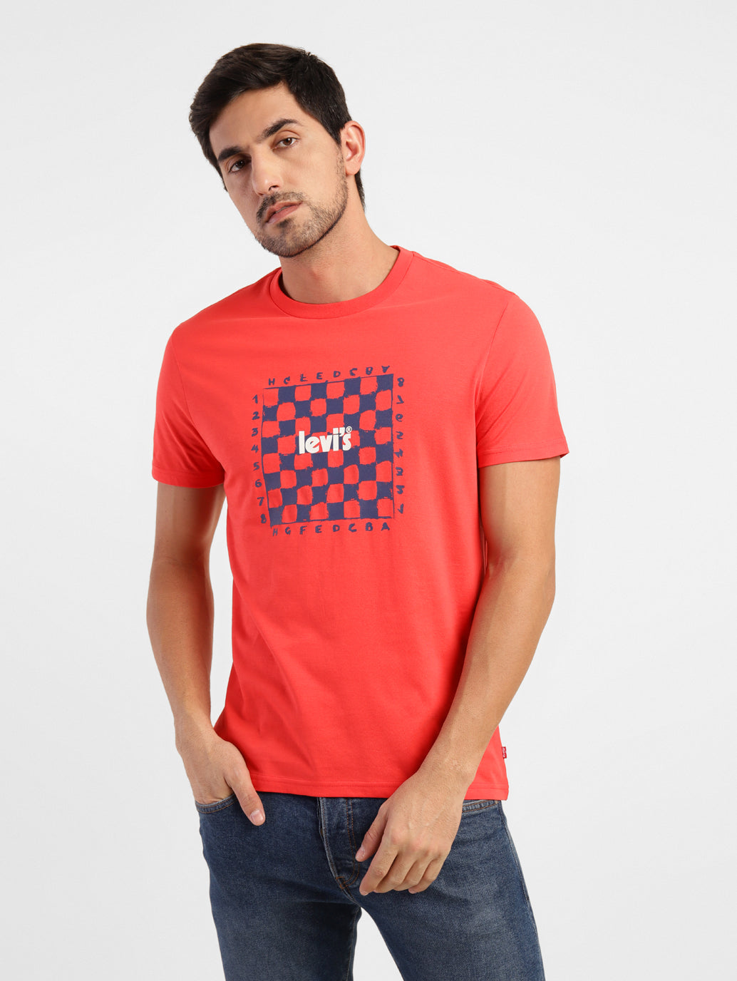 Men's Graphic Print Slim Fit T-shirt Red