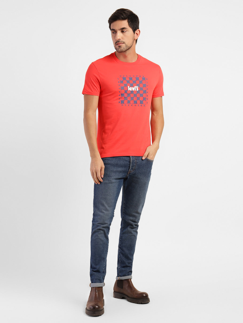 Men's Graphic Print Slim Fit T-shirt Red