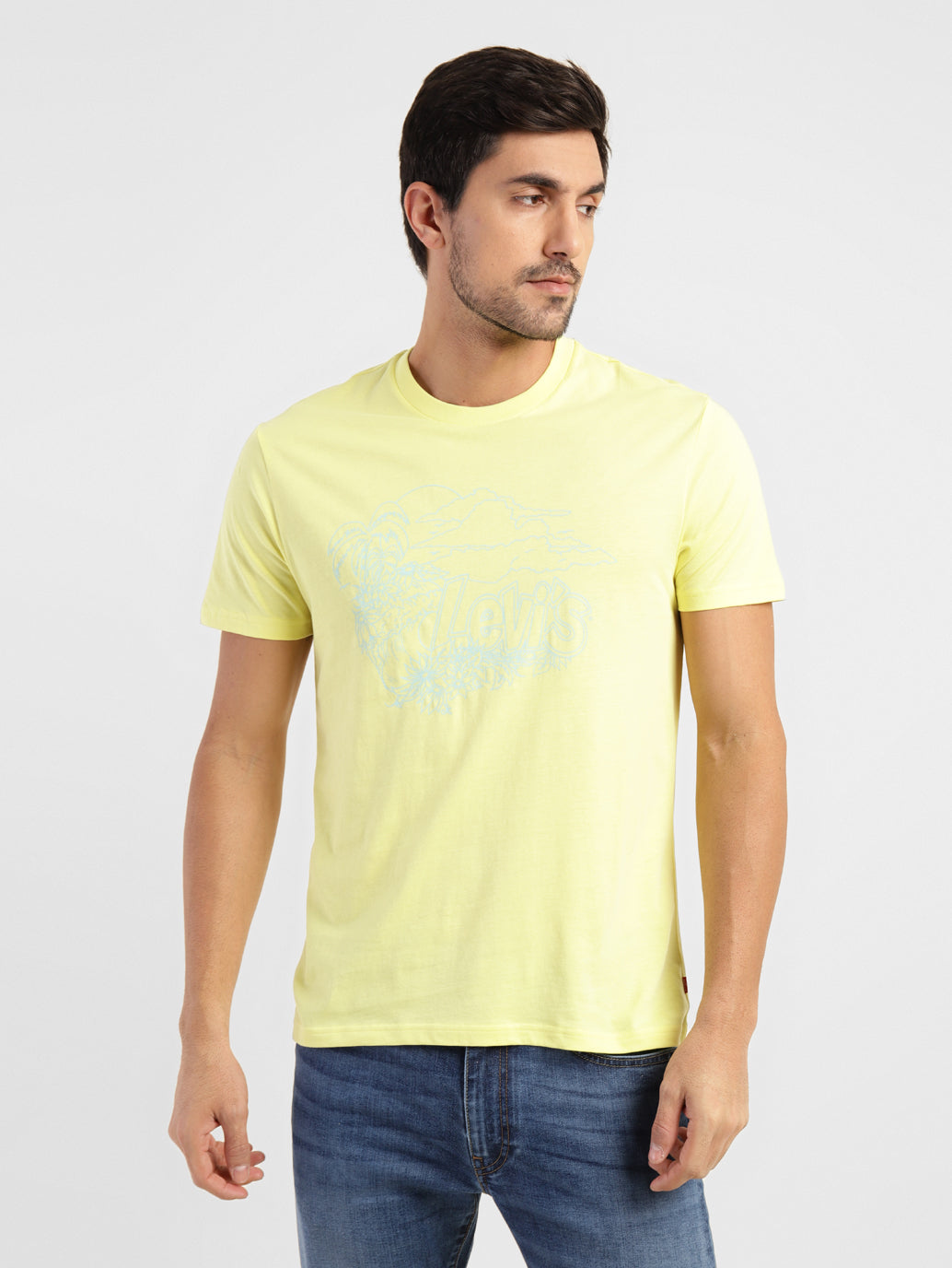 Men's Graphic Print Slim Fit T-shirt Yellow