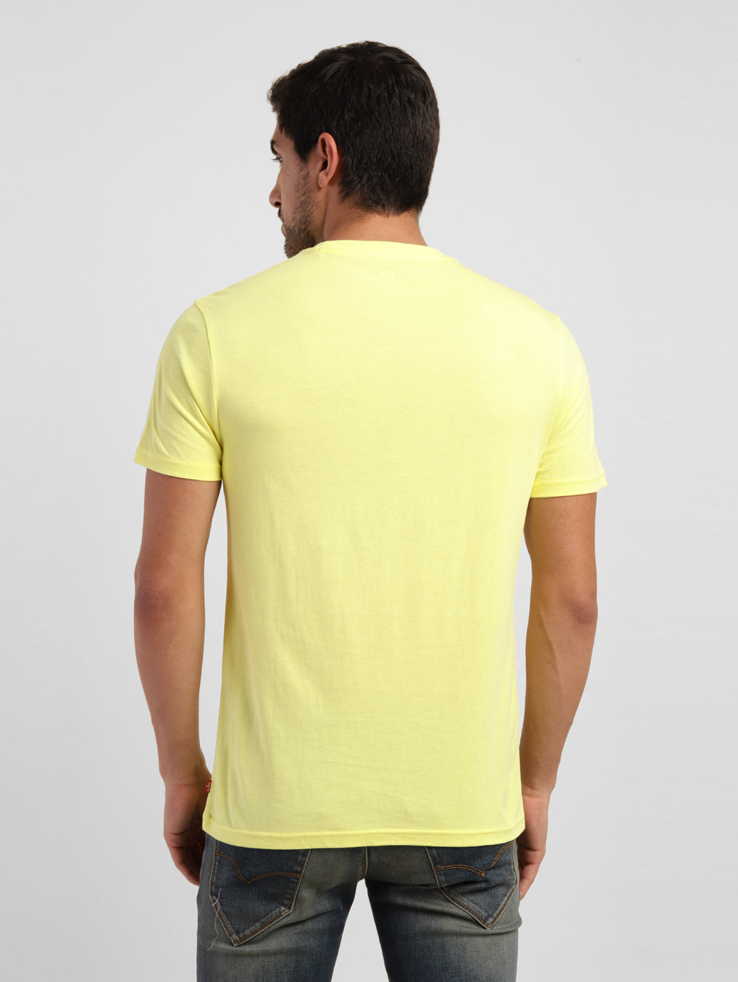 Men's Abstract Print Crew Neck T-shirt Yellow