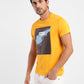 Men's Graphic Print Crew Neck T-shirt Yellow
