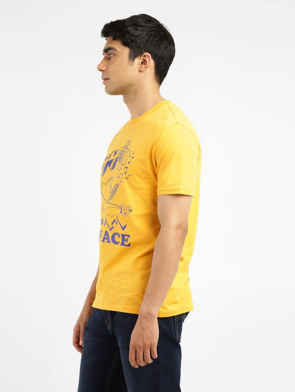 Men's Graphic Print Slim Fit T-shirt Yellow