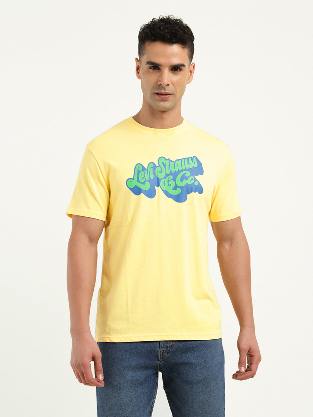 Men's Brand Logo Crew Neck T-Shirt - Front View