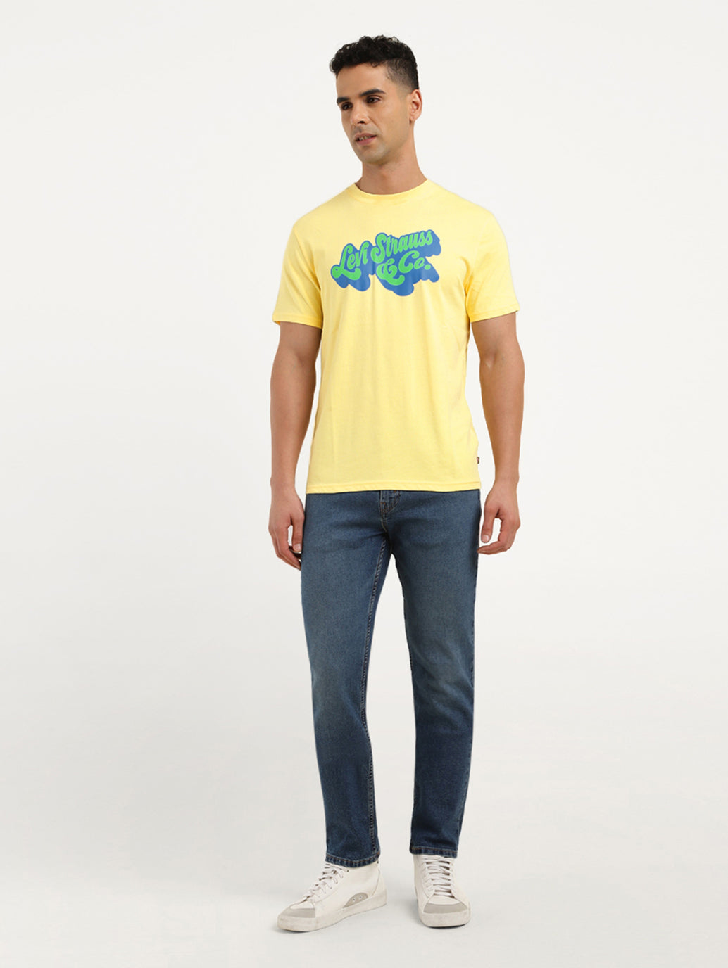 Men's Brand Logo Crew Neck T-Shirt - ModelFront View