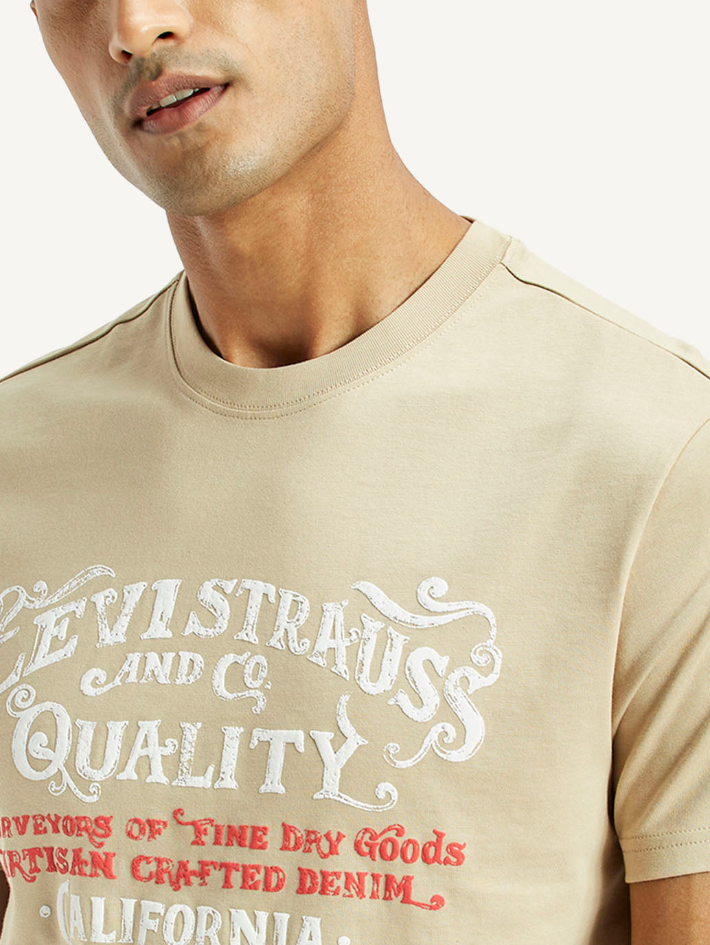 Men's Typographic Print Slim Fit T-Shirt - Detail View