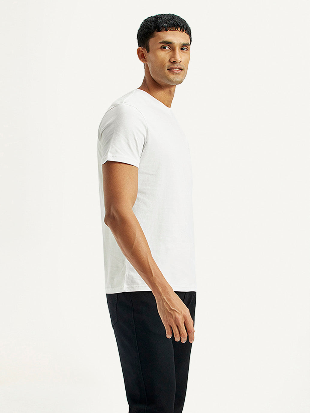 Men's Solid Slim Fit T-Shirt - Side View
