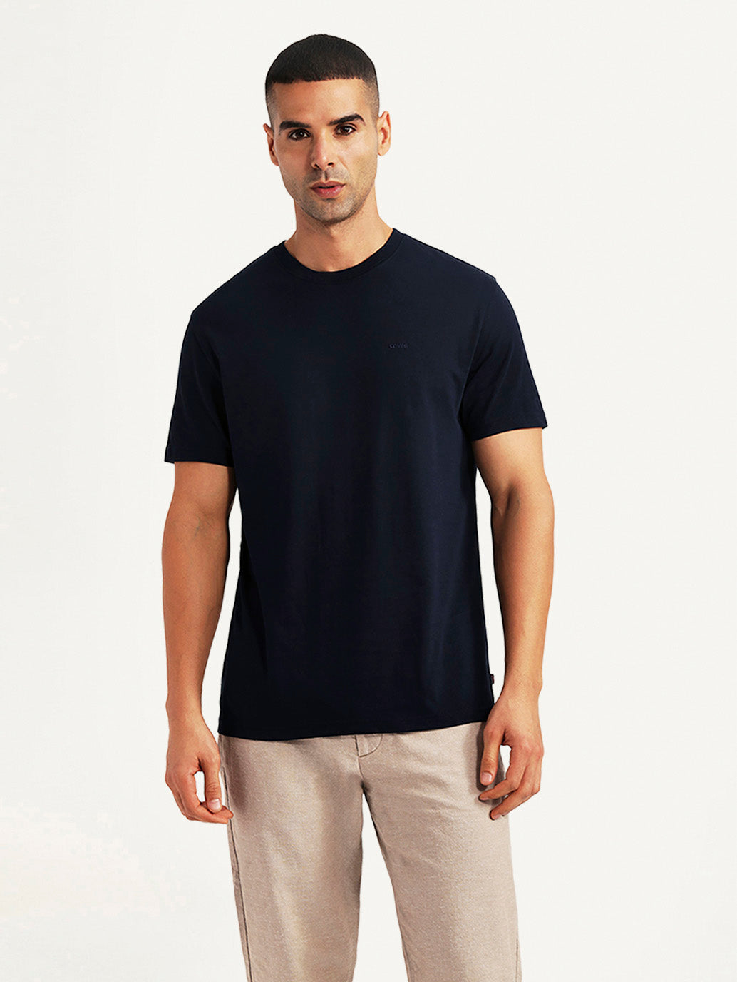 Men's Solid Navy Slim Fit T-shirt