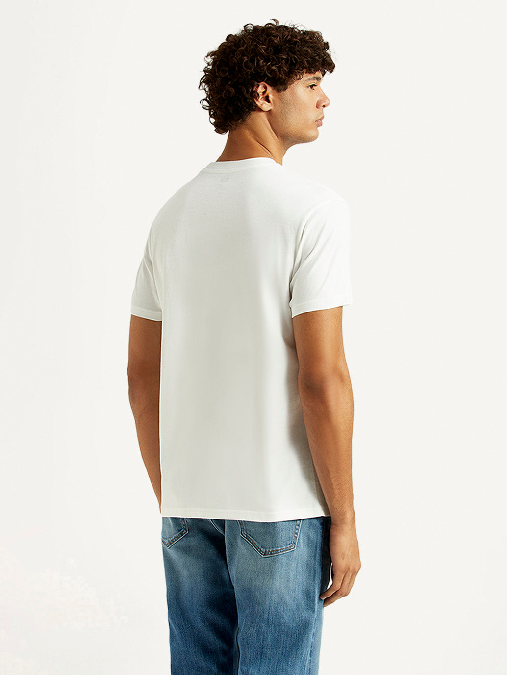 Men's Solid White Slim Fit T-shirt - Back View