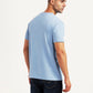 Men's Solid Light Blue Slim Fit T-shirt - Back View