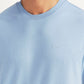 Men's Solid Light Blue Slim Fit T-shirt - Detail View