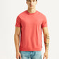 Men's Solid Coral Slim Fit T-shirt - Front View