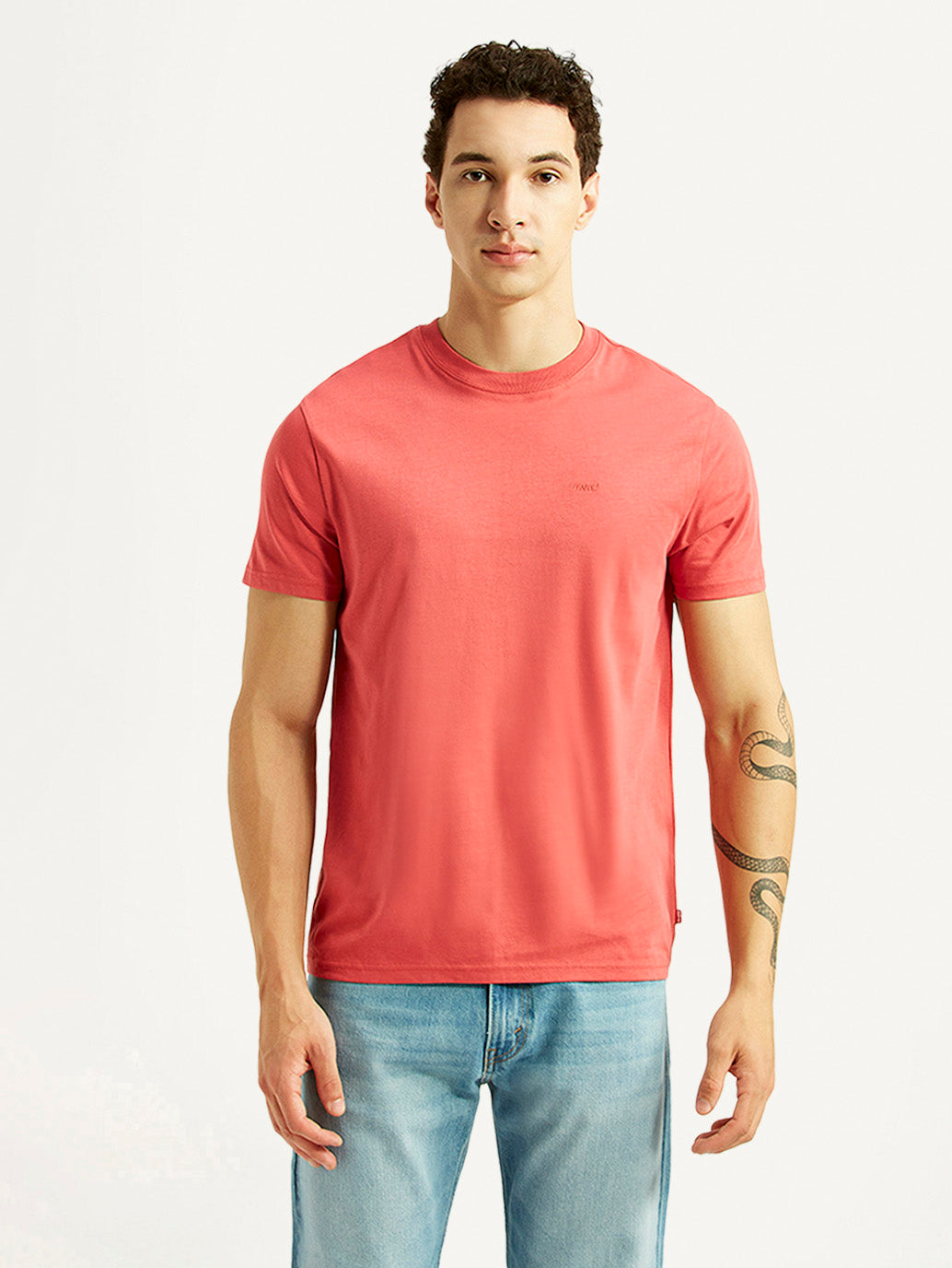 Men's Solid Coral Slim Fit T-shirt