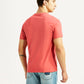 Men's Solid Coral Slim Fit T-shirt - Back View
