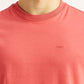 Men's Solid Coral Slim Fit T-shirt - Detail View