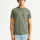 Men's Solid Olive Slim Fit T-shirt - Front View