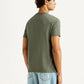 Men's Solid Olive Slim Fit T-shirt - Back View