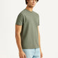 Men's Solid Olive Slim Fit T-shirt - Side View