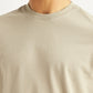 Men's Solid Beige Slim Fit T-shirt - Detail View