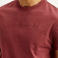 Men's Embroidered Maroon Slim Fit T-shirt - Detail View