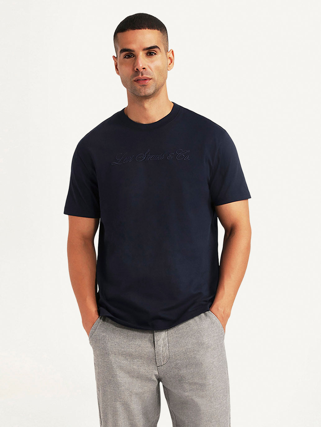 Men's Typographic Print Navy Slim Fit T-shirt