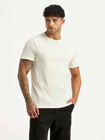 levi's Men's Embroidered Off-White Slim Fit T-shirt-picture-14