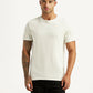 Men's Embroidered Off-White Slim Fit T-shirt - Front View