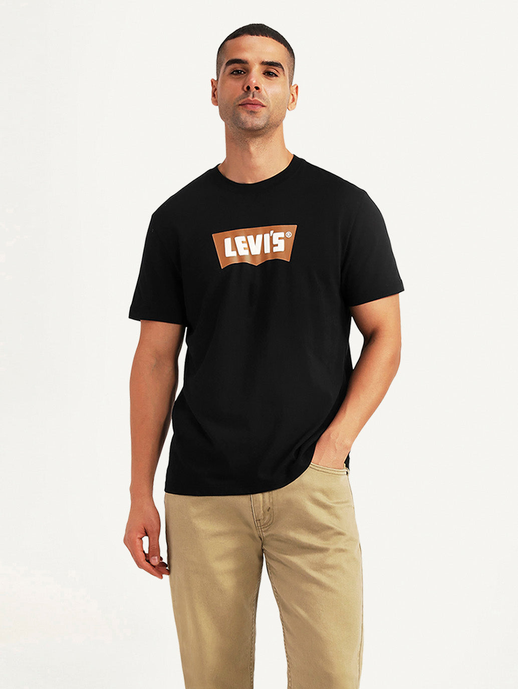 Men's Brand Logo Black Slim Fit T-shirt