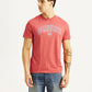 Men's Graphic Print Red Slim Fit T-shirt - Front View