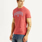 Men's Graphic Print Red Slim Fit T-shirt - Side View