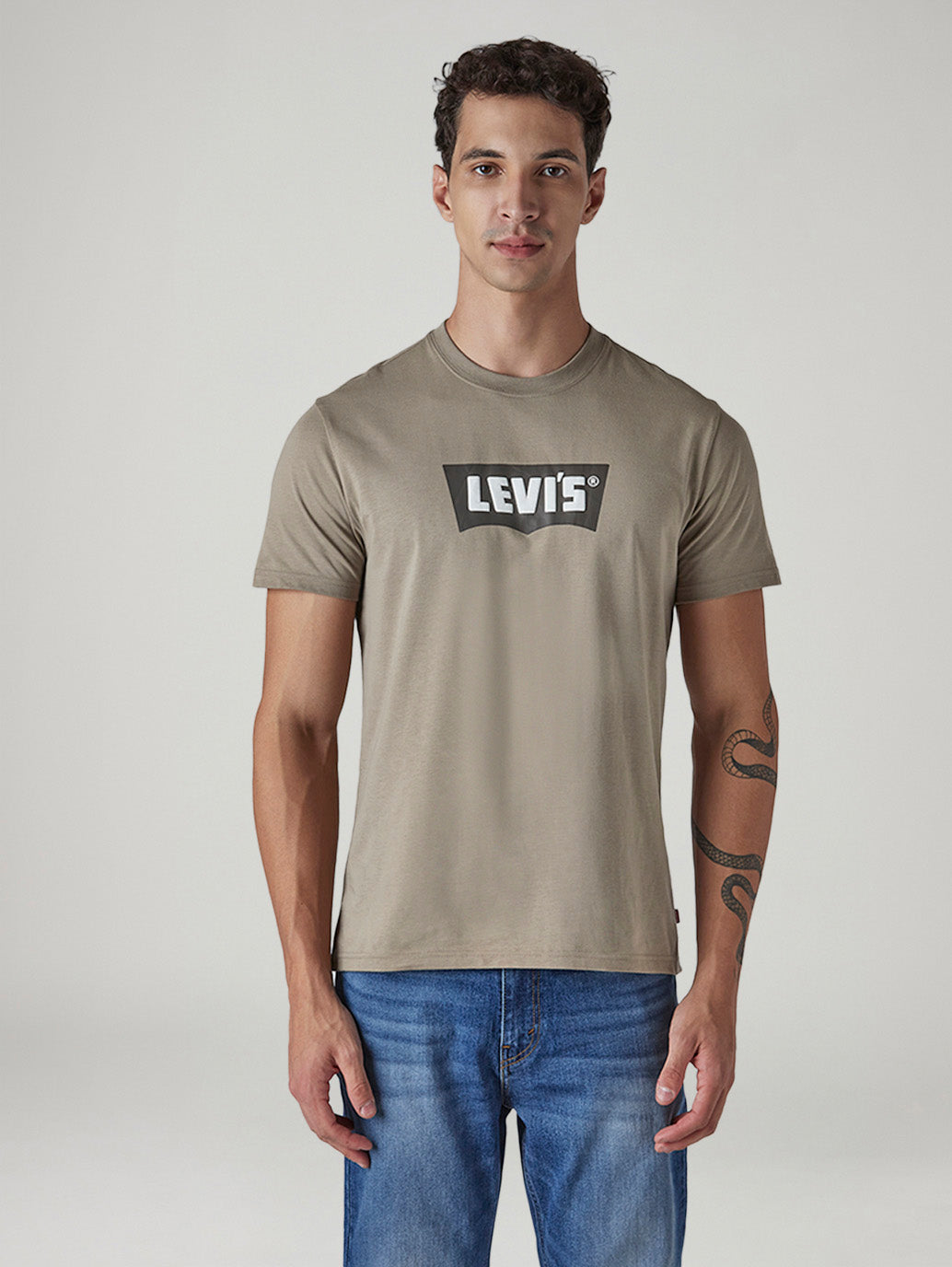 Men's Logo Printed Slim Fit Jersey T-Shirt - Front View