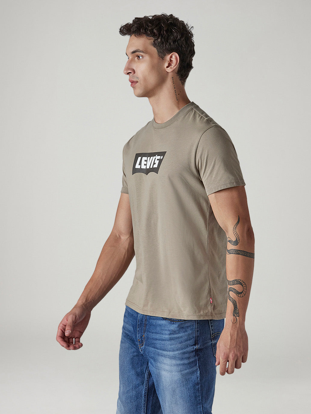 Men's Logo Printed Slim Fit Jersey T-Shirt - Side View