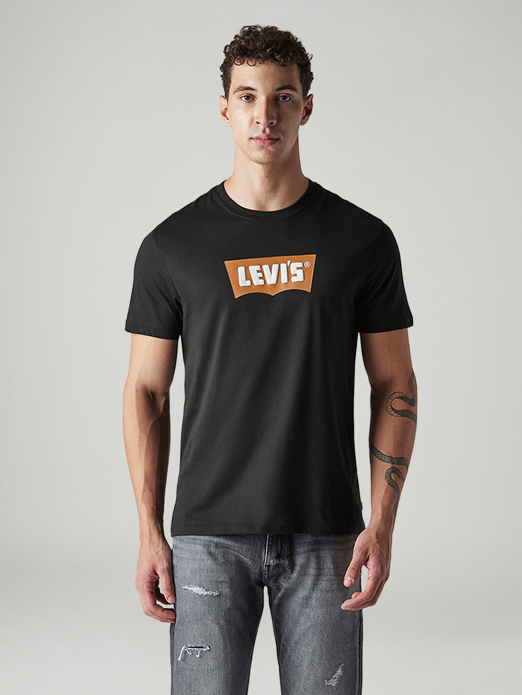 Men's Logo Printed Slim Fit Jersey T-Shirt - Front View
