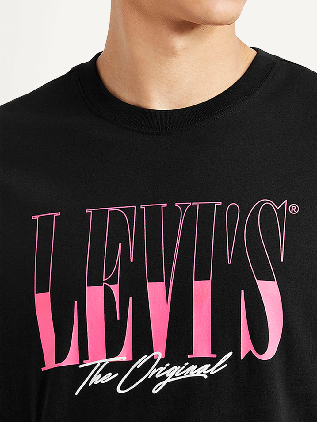 Men's Brand Logo Black Slim Fit T-shirt - Detail View