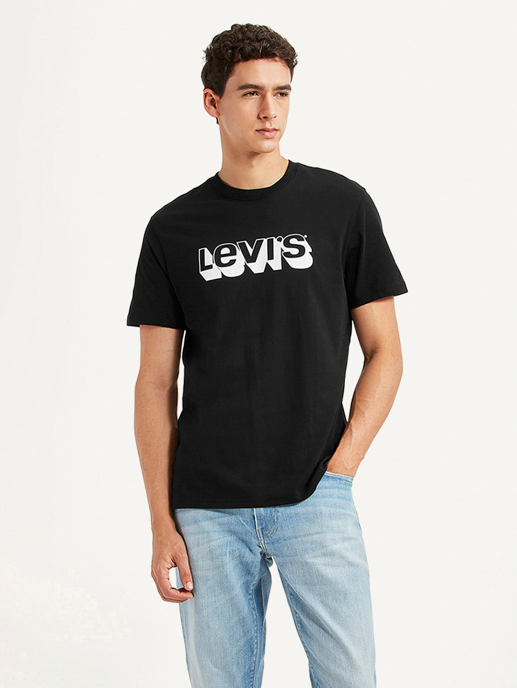 Men's Brand Logo Black Slim Fit T-shirt