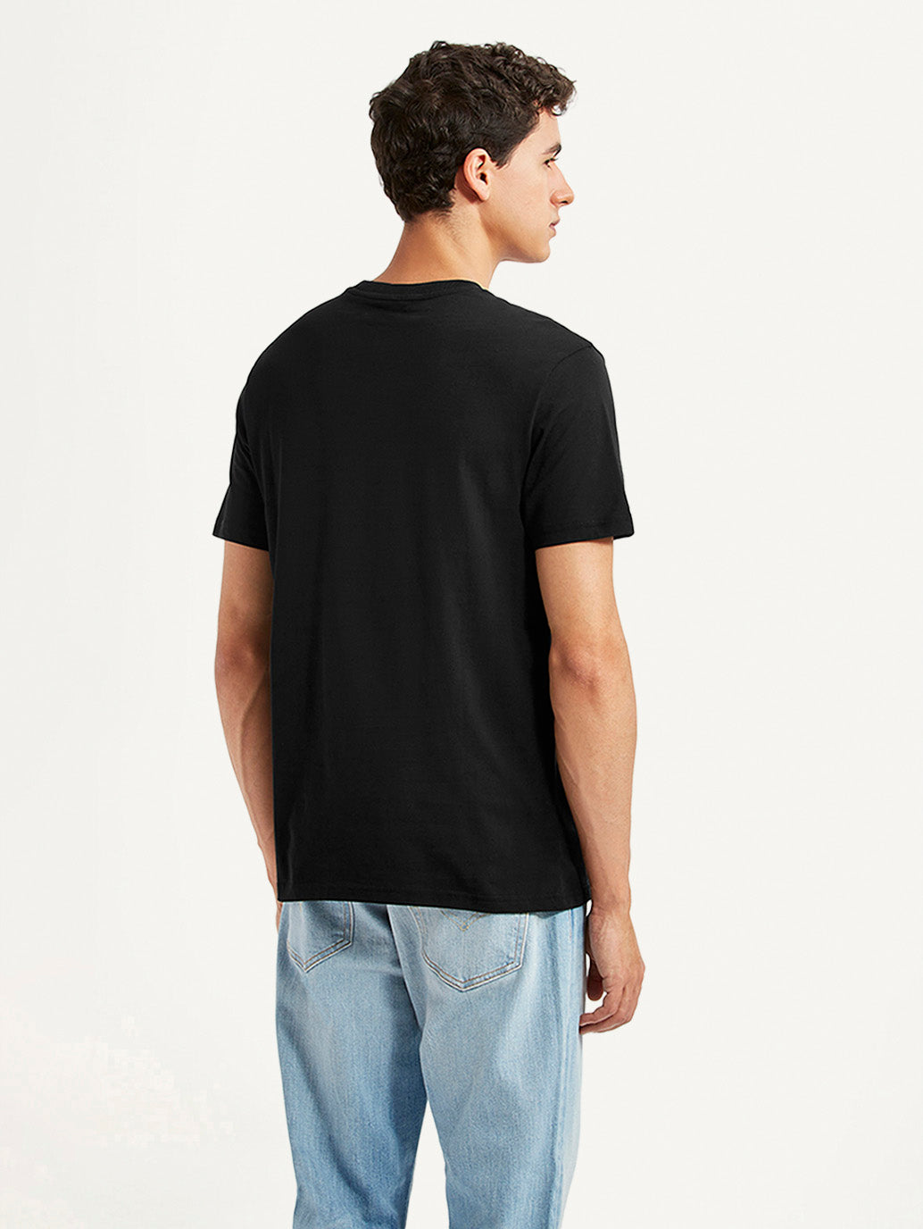 Men's Brand Logo Black Slim Fit T-shirt - Back View