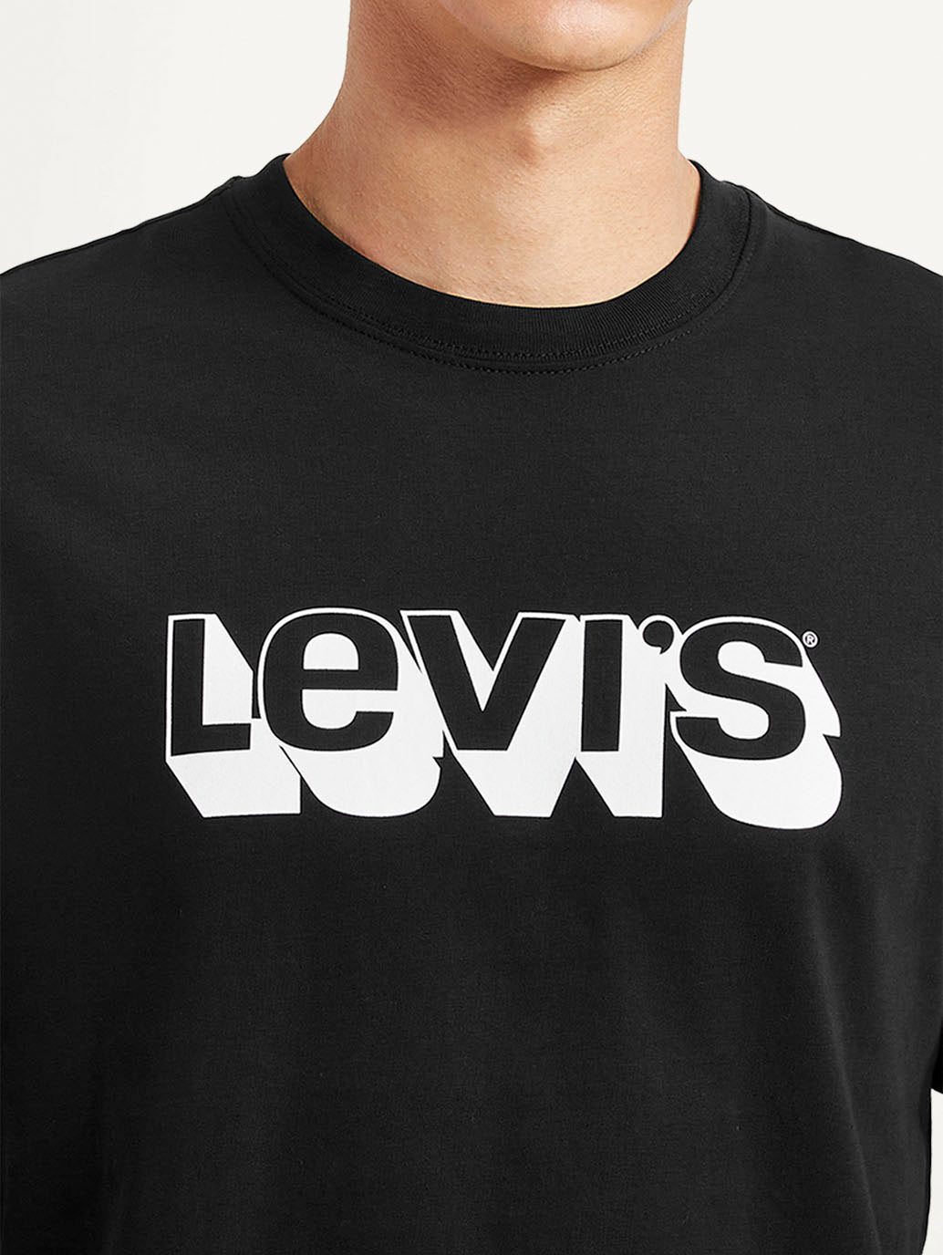 Men's Brand Logo Black Slim Fit T-shirt - Detail View