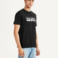 Men's Brand Logo Black Slim Fit T-shirt - Side View