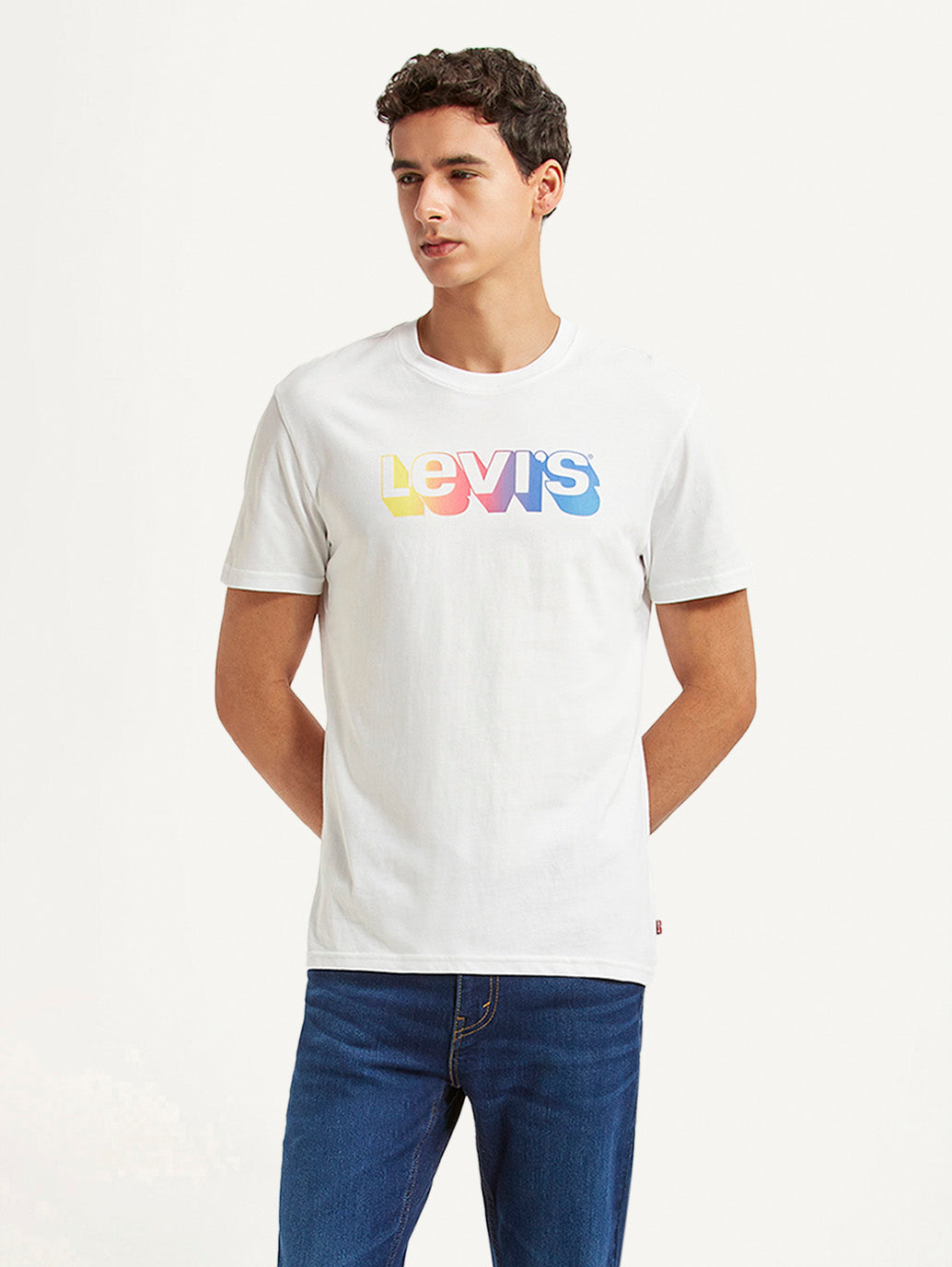 Men's Brand Logo White Slim Fit T-shirt