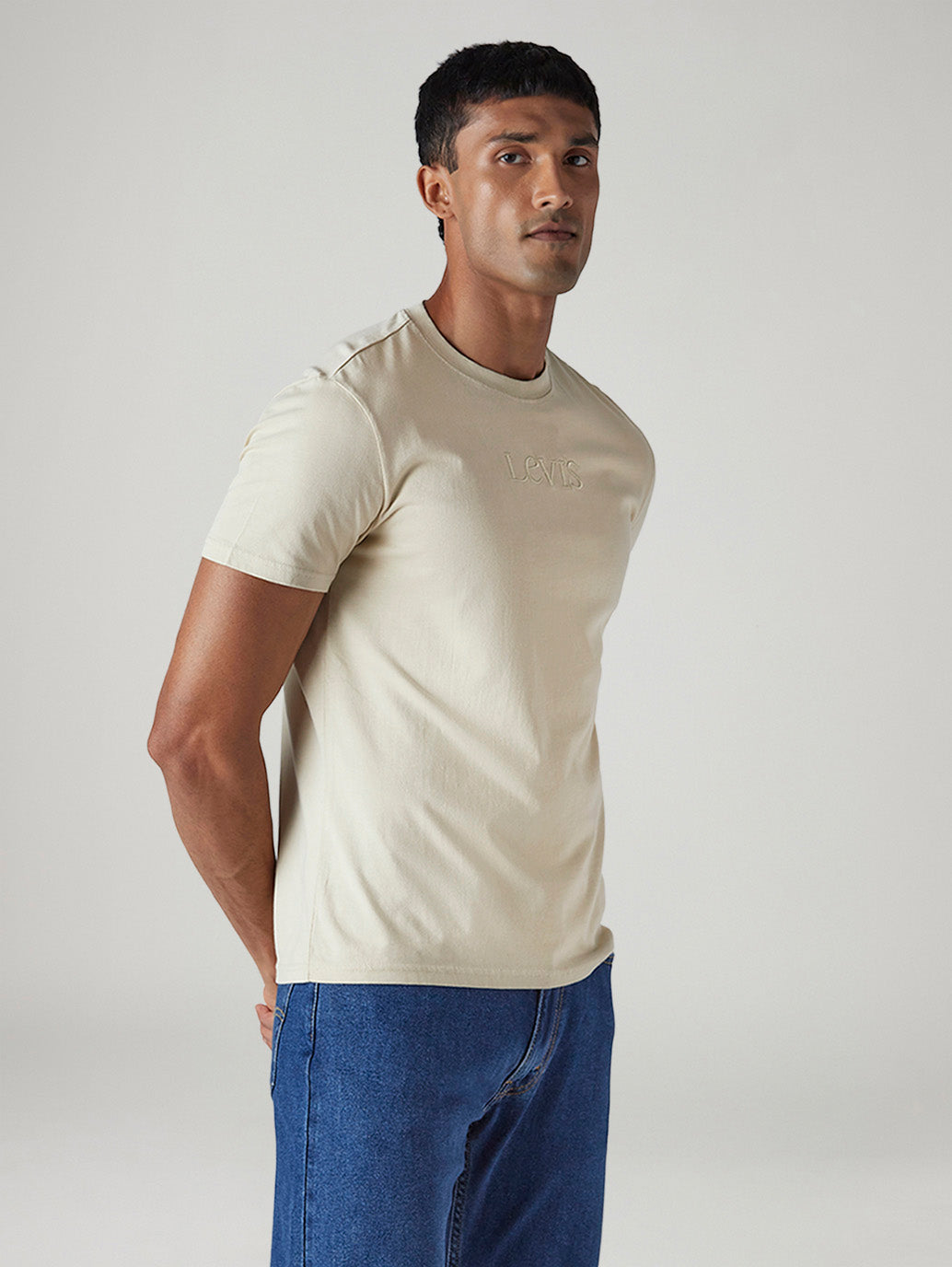 Men's Embroidered Slim Fit Jersey T-Shirt - Side View