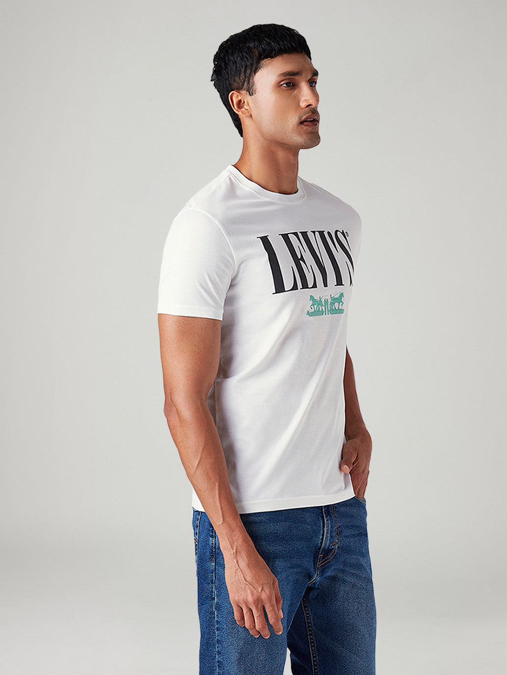 Men's Logo Printed Slim Fit T-Shirt - Side View