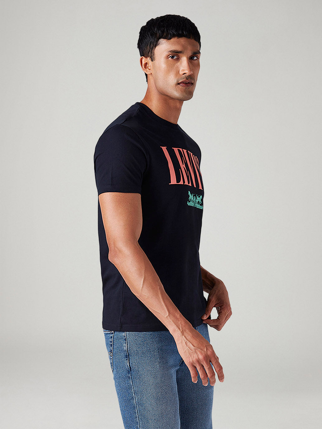 Men's Logo Printed Slim Fit T-Shirt - Side View