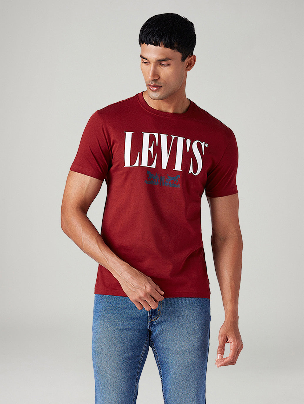 Men's Logo Printed Slim Fit T-Shirt - Front View