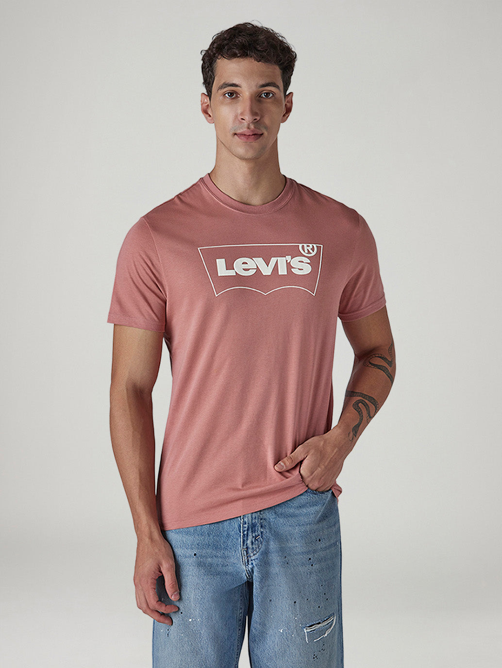 Men's Solid Round Neck Slim Fit Jersey T-Shirt - Front View